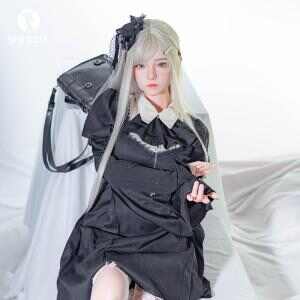 SHEDOLL 顧小雨 158cm 哥德蘿莉塔 · 銀金髮絲+可動關節 · 蕾絲吊帶襪坐姿 · 私處復刻定制